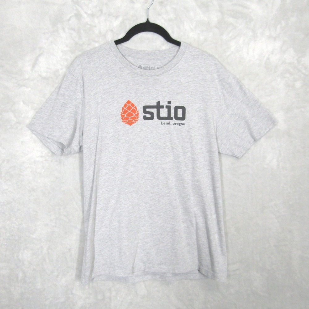 Stio Mens Bend Oregon Graphic T-Shirt Heather Gray Short Sleeve Crew Neck Size M